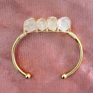 Kinsley Armelle cuff bracelet, gold and quartz